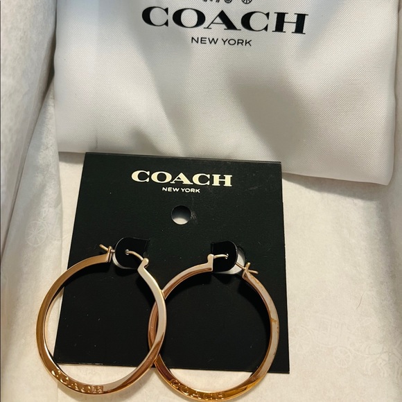 Coach Gold Hoop Earrings - Picture 1 of 3